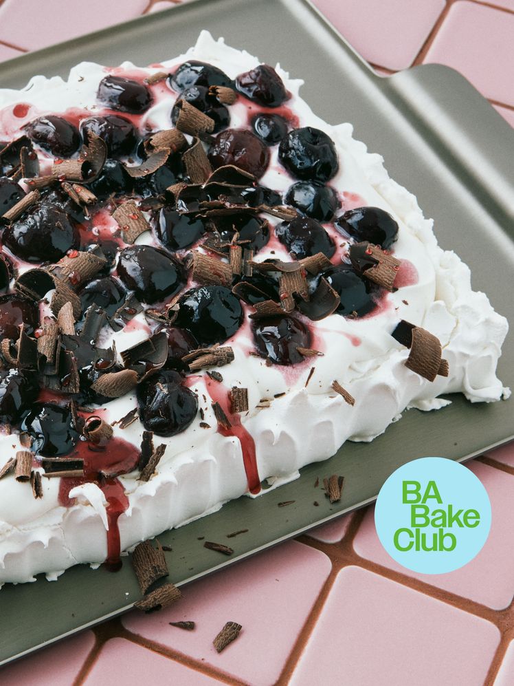 Boozy Cherry and Chocolate Pavlova