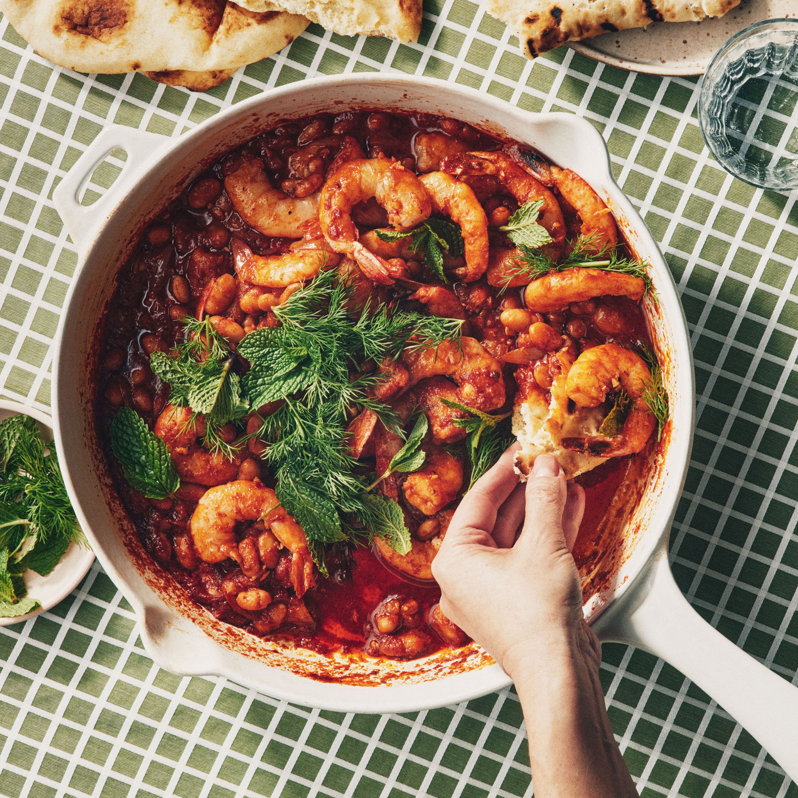 Saucy, Spiced Shrimp and White Beans